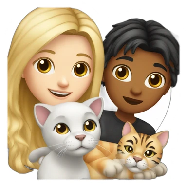 Blond white girl with black cat and tiger cat sticker