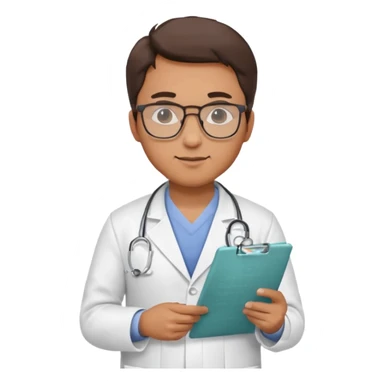 male doctor with glasses and medical chart sticker