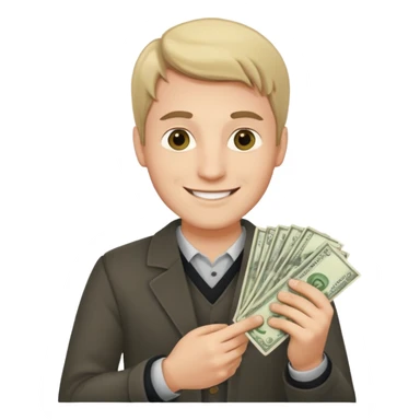 rich guy with money in hand sticker
