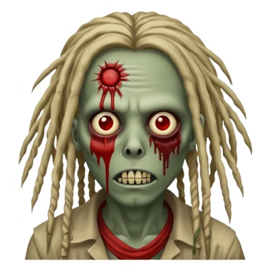 create zombie with dreadlocks have some of the drealocks cover his face sticker