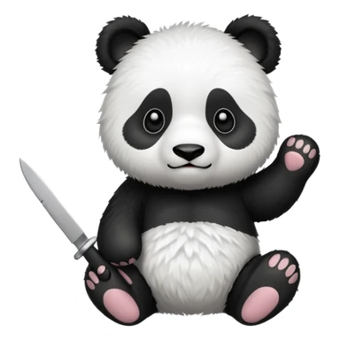A cute panda emoji with a small knife sticker