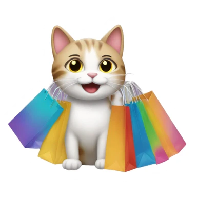happy gay cat with shopping bags sticker