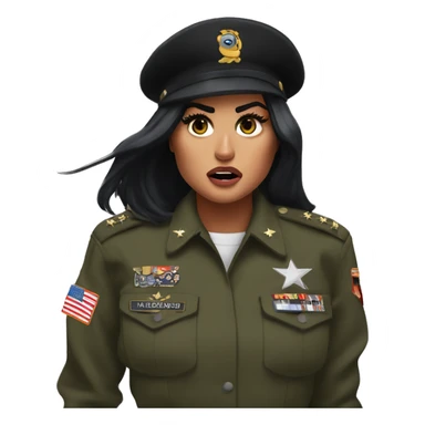 Kylie Jenner gets angry and screams in black army uniform sticker