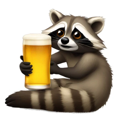drunk raccoon lying on his back drinking beer sticker