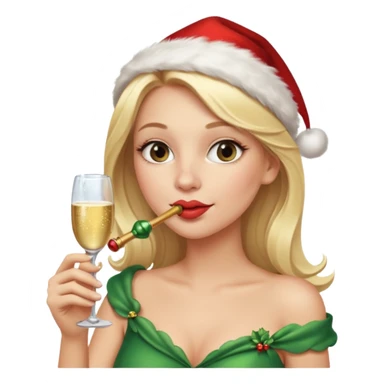 A beautiful girl with blonde hair with a festive pipe in her mouth sticker