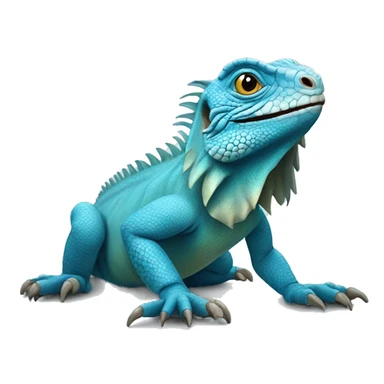realistic crawling happy blue iguana  sticker