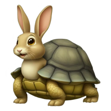 Un lapin sur une tortue sticker