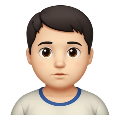 A not very thin Portuguese boy with dark hair, dark eyes, chubby cheeks, and a short haircut. sticker