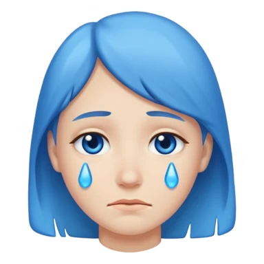 mix of these two 🥺☺️ but make it classic orginal emoji not woman or man face and without hearts and a little bit sad but still smile, make the drops blue like cry sticker