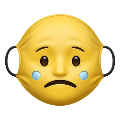 A sad face emoji coverd by a happy face mask sticker