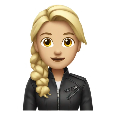 Blonde female with moto jacket and ponytail sticker
