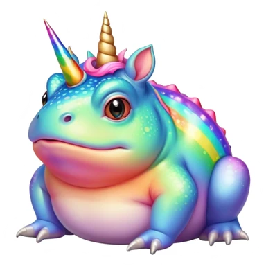 fat round rainbow toad with unicorn horn sticker