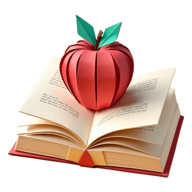 3D render of Pop-Up Book entirely of folded origami paper, sharp creases, cardboard texture, matte finish, visible paper grain, craft aesthetic,  apple emoji style, isolated on white background --v 6.0 sticker