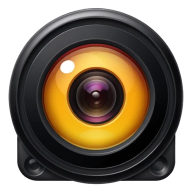 A simple camera lens, apple emoji style, top view, no face sticker