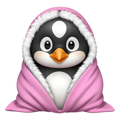 Cute penguin wrapped on pink blanket sticker