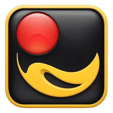A wawy black and red rectangle with medium sized yellow circle in the middle sticker