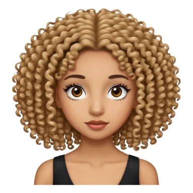 mixed race girl with fake eyelashes and curly 4a hair sticker