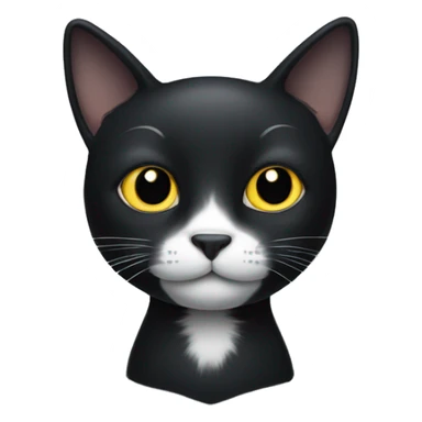 black cat with white spot on month sticker