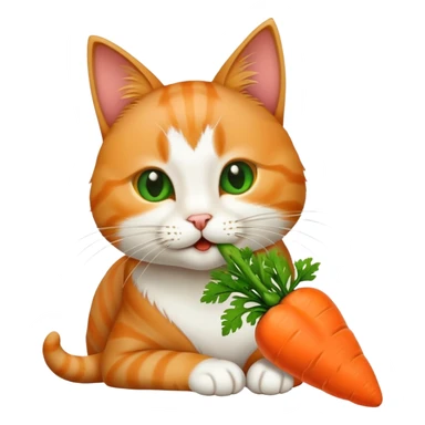 cat eating carrot sticker