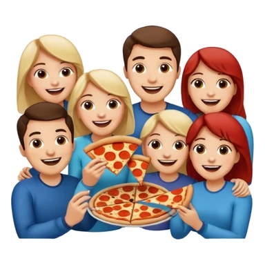 grupo de amigos y amigas comiendo pizza sticker