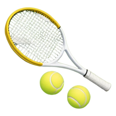 A tennis racket and ball on a grass or hardcourt surface, symbolizing the sport. The racket has a sleek design with tightly strung strings, while the bright tennis ball rests nearby, capturing the essence of precision, agility, and competition. sticker
