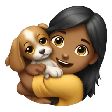 Girl hugging puppy sticker