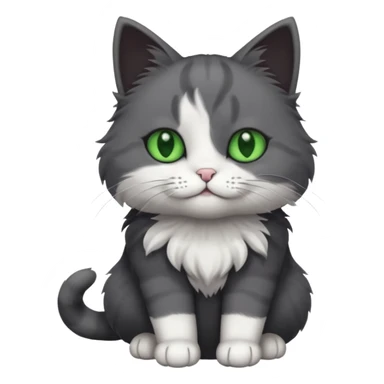 one dark grey and white cat and one completely solid dark grey cat with green eyes and only white paws sticker