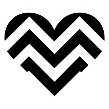 Remove the background, keep the heart with a chevron pattern in the style of ideogram v2a turbo, with transparent background. sticker