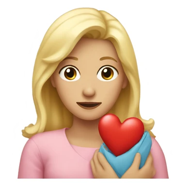 Blonde Mother holds her heart in her arm sticker