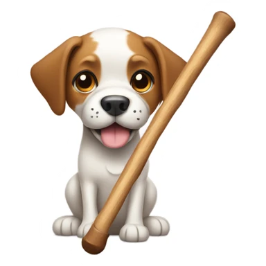Dog holding a stick sticker