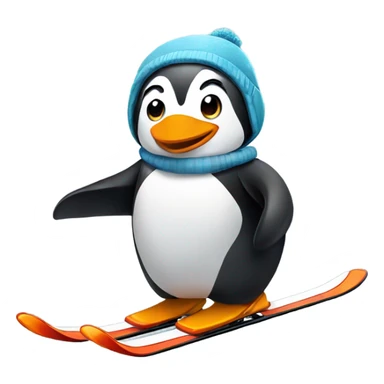 penguin skiing in canada sticker