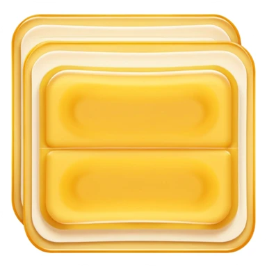 two or three overlapping rectangular wax strips, soft white paper or fabric backing, translucent yellowish wax layer in the center, clean rounded edges, single-use beauty care, soft lighting, subtle shadows, emoji scale sticker