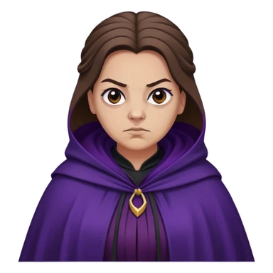 Alecto Carrow in harry potter, a woman fat, brown hair, tied hair, look evil, dark purple cloak sticker