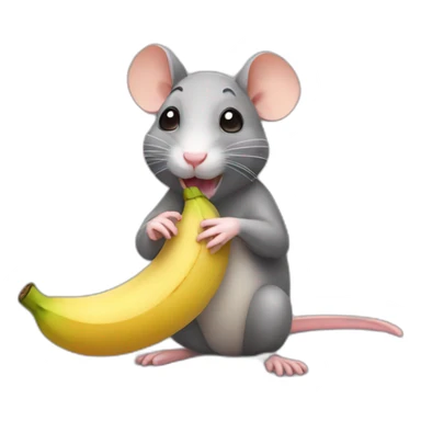 cute rat eating banana sticker