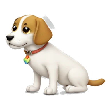 dog with a rainbow sticker