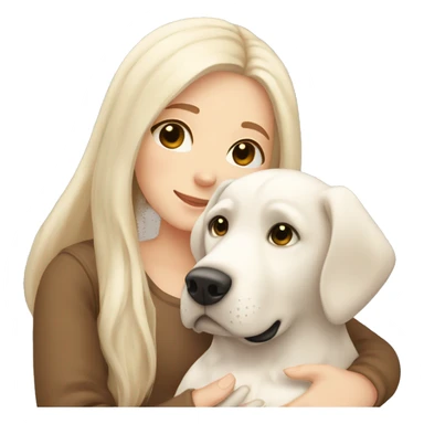 long brown hair girl cuddling a cute white Labrador  sticker