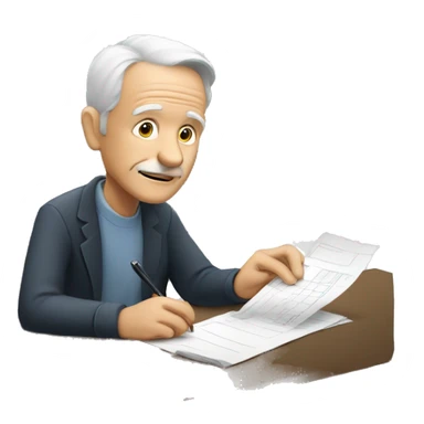 Old white man, writing a check for payment  sticker