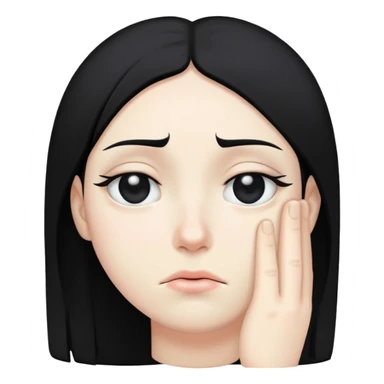 Sad with black hair covering one eye sticker