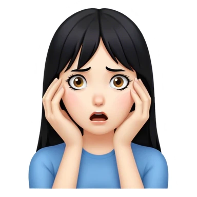 Shocked girl face and hands on face , black hair, face palm  sticker