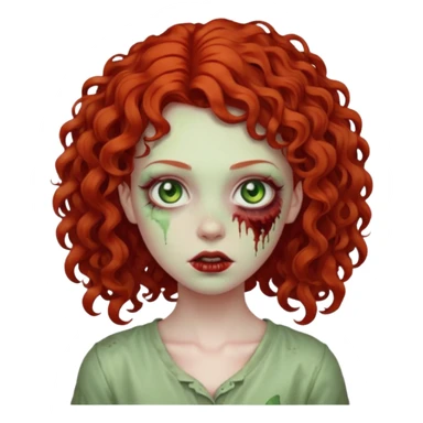 a curly girl red-haired with green eyes zombie sticker