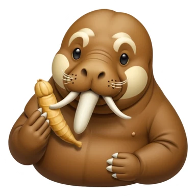 Walrus holding peanuts sticker