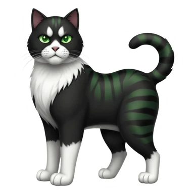 Huge jumbo Super Duper Muscular Cat with a 10 pack full body black and white and green eyes  sticker