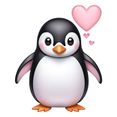 Penguin with light pink hearts sticker