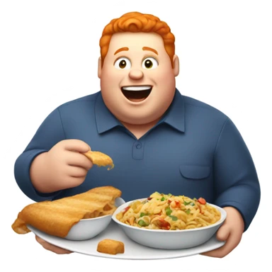Fat Ginger Man eating food sticker