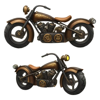 steampunk motorbike side and back view sticker