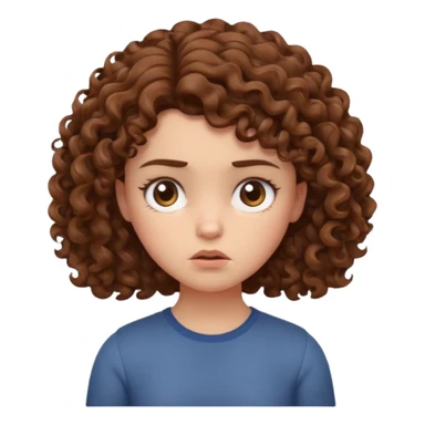 a girl with curly hair going “hmmph” and moving her head left in a cute grumpy way sticker