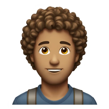 A guy with brown curly hair kissing sticker