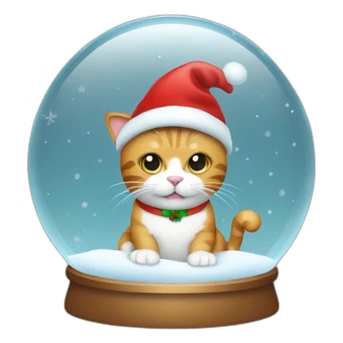 cat with christmas hat in snowglobe sticker