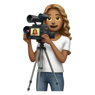 Girl filming with a vhs camera  sticker
