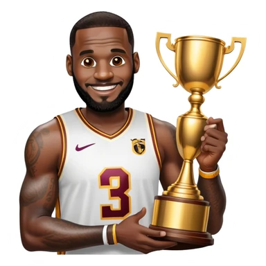LeBron James celebrating with championship trophy sticker
